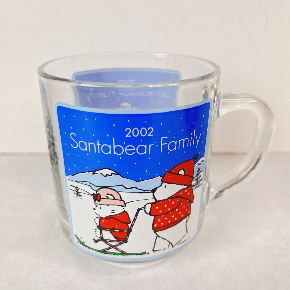 Vintage 2002 Marshall Field's  SANTA BEAR  Christmas Glass Mug